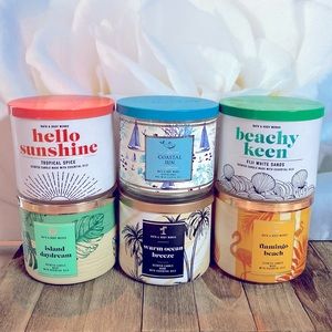 Clean and EMPTY Bath & Body Works 3-wick Candle Jars- Beachy Collection
